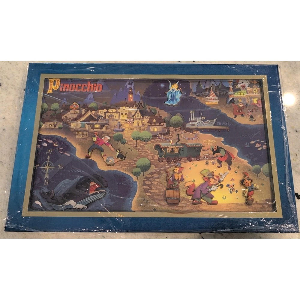 D23 Expo 2024 Disney Pin Maps MOG WDI Pinocchio  Box Set LE 400 NEW